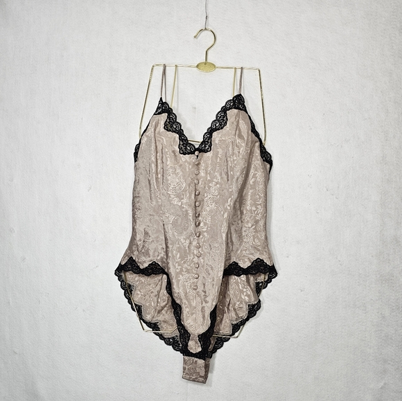 Victoria's Secret Other - Victoria’s Secret Vintage Gold Label Satin Cream Bodysuit Nightie Large